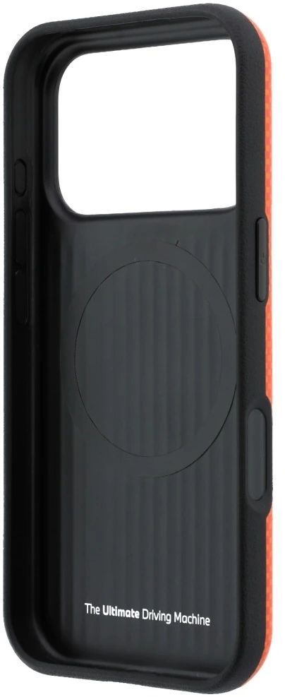 Dėklas BMW M Quadrille Kevlar Metal Logo MagSafe skirtas iPhone 18 Pro Max oranžinis