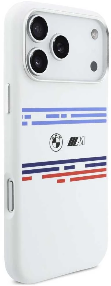 BMW M Silicon Horizontal Line MagSafe dėklas Apple iPhone 17 Pro Max baltos spalvos