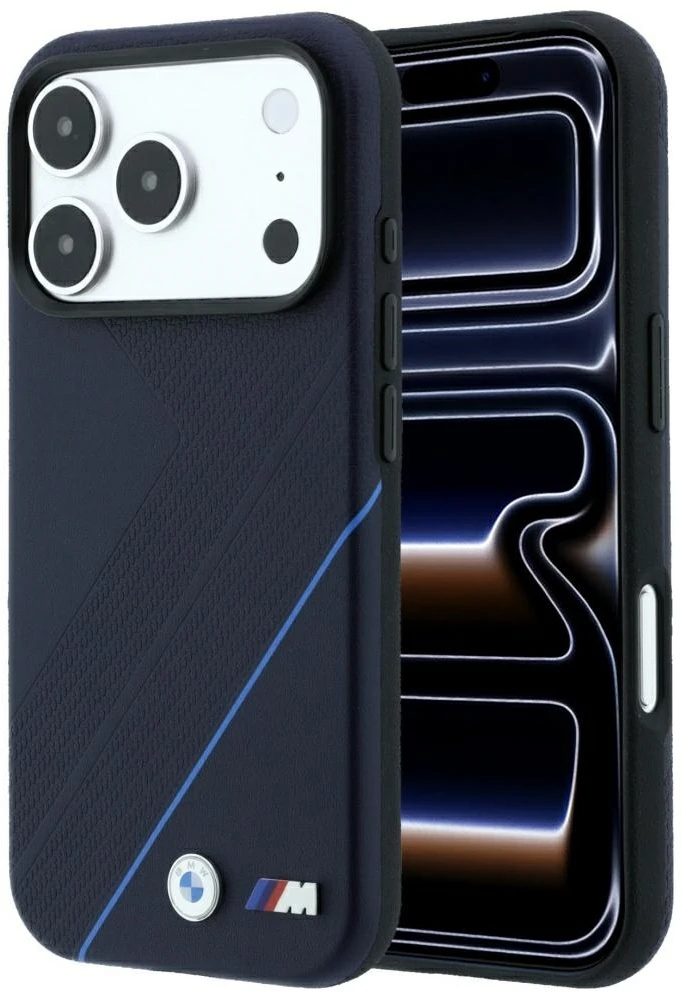 BMW M Tire Track Mėlyna linija MagSafe dėklas, skirtas iPhone 17 Pro Max / 18 Pro Max – tamsiai mėlyna
