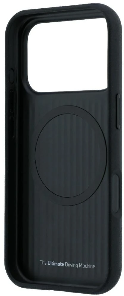 Dėklas BMW M Tire Track Metal Logo MagSafe Case for iPhone 17 Pro Max / 18 Pro Max - Juoda
