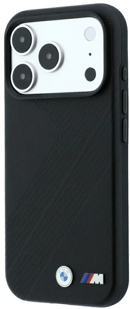 Dėklas BMW M Tire Track Metal Logo MagSafe Case for iPhone 17 Pro Max / 18 Pro Max - Juoda