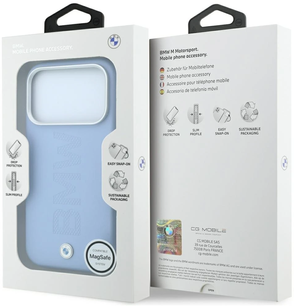 Dėklas BMW Sign Centered Deboss MagSafe Case for iPhone 17 Pro / 18 Pro - Mėlyna