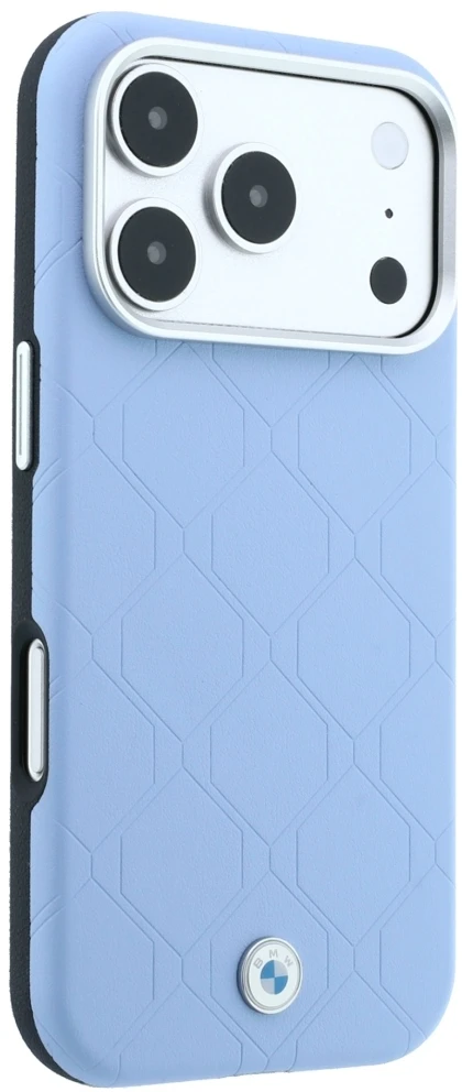 Dėklas BMW Sign Deboss Quilted Metal Logo MagSafe Case, skirtas iPhone 17 Pro / 18 Pro - Mėlyna