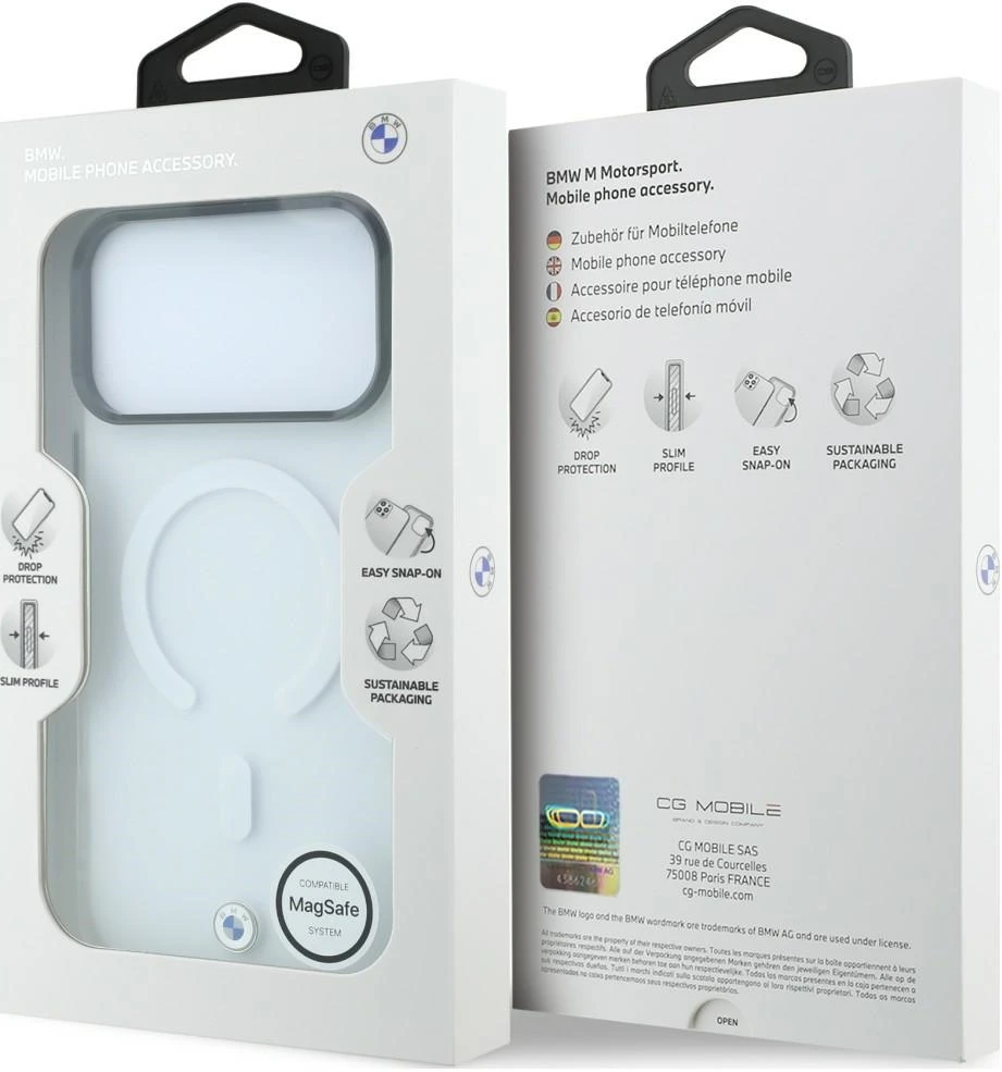 Dėklas BMW Sign Frosted IML & Metal Logo MagSafe Case for iPhone 18 Pro Max / 17 Pro Max - Clear