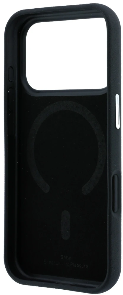 Dėklas BMW Sign Inclined Deboss Letters MagSafe Case, skirta iPhone 17 Pro / 18 Pro - Juoda