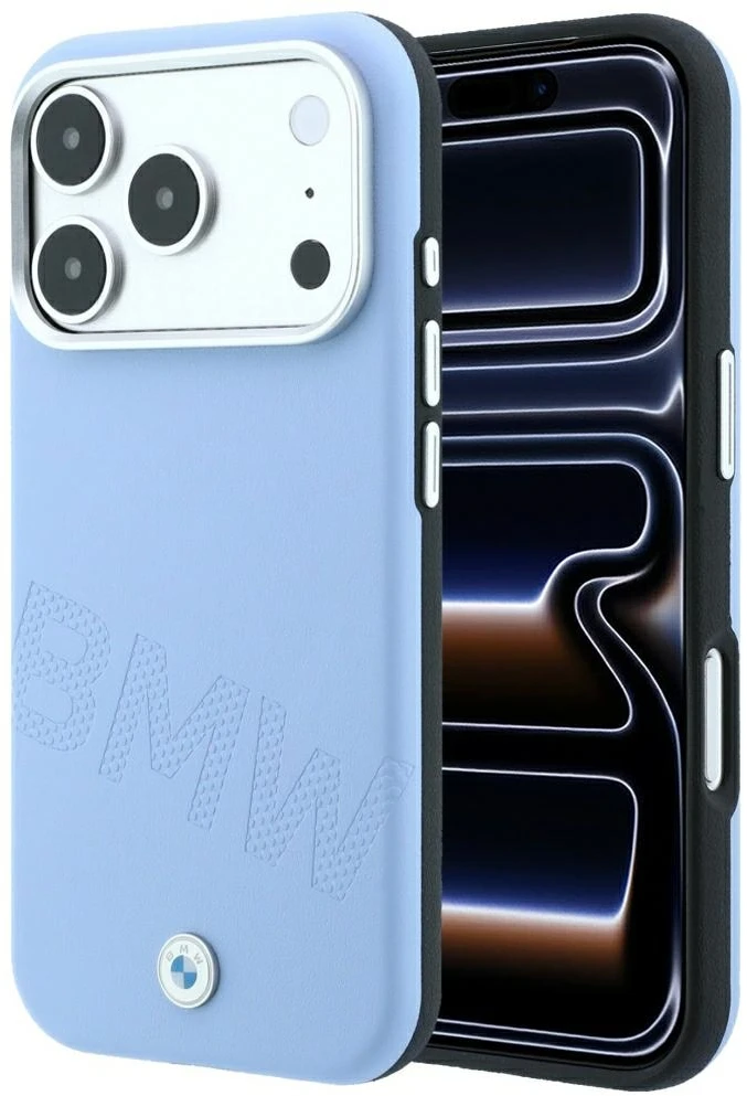 Dėklas BMW Sign Inclined Deboss Letters MagSafe Case for iPhone 17 Pro / 18 Pro - Mėlyna