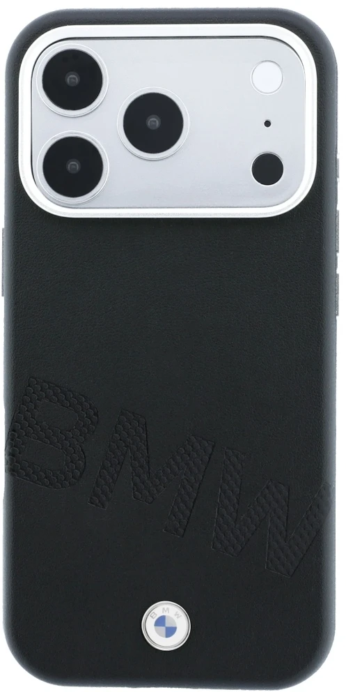 Dėklas BMW Sign Inclined Deboss Letters MagSafe Case, skirta iPhone 17 Pro / 18 Pro - Juoda