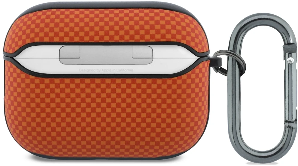 Dėklas BMW Textured Sign Kevlar Metal Logo skirta AirPods Pro 3 oranžinės spalvos