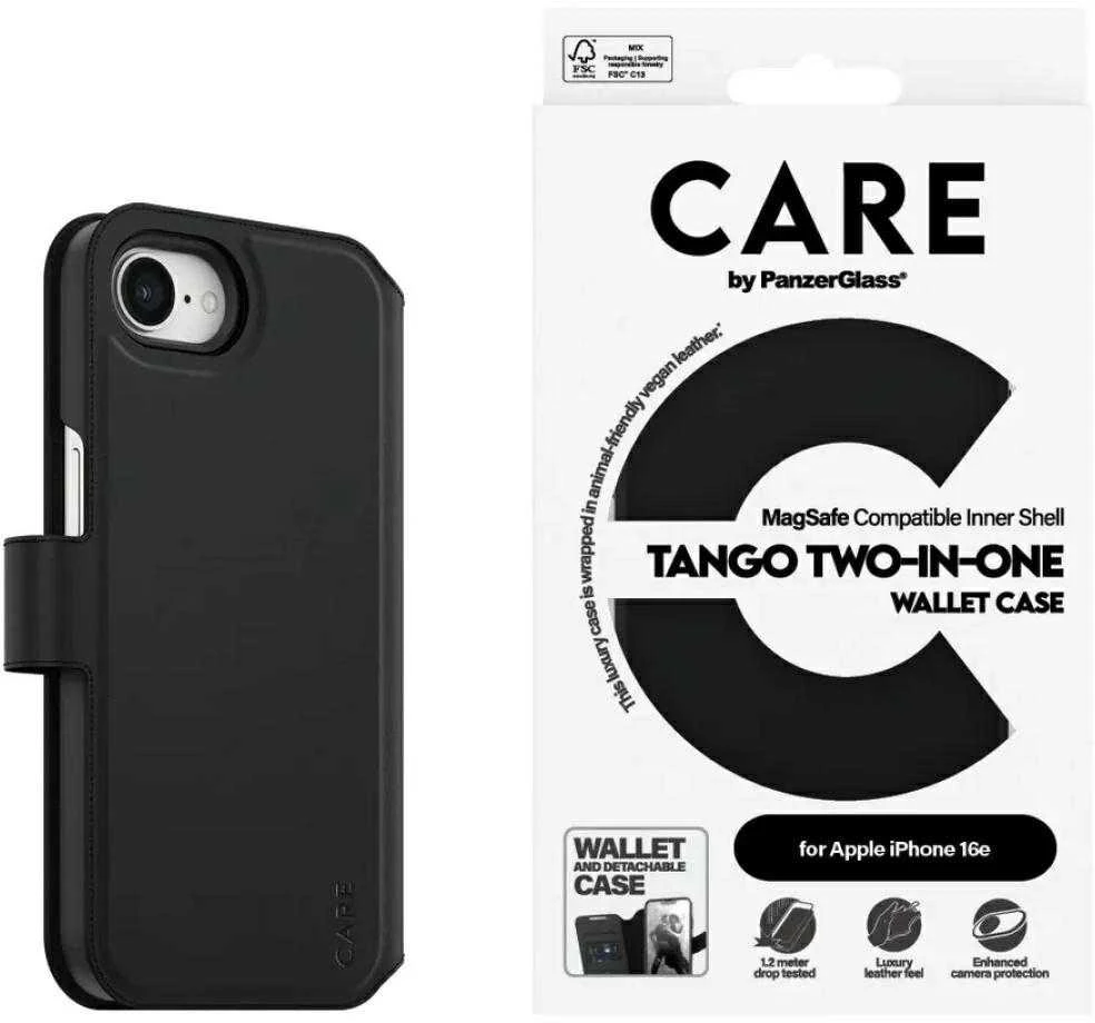 Panzer Glass Dėklas CARE by PanzerGlass Feature Tango 2w1 Wallet skirtas Apple iPhone 16e juodos spalvos