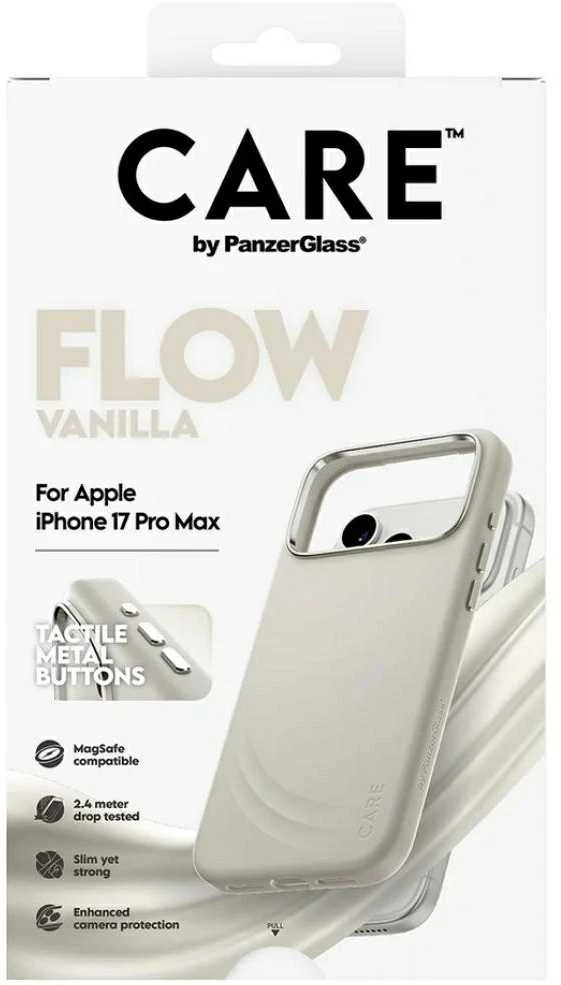 „Panzer Glass CARE by PanzerGlass FLOW MagSafe“ dėklas, skirtas „iPhone 17 Pro Max“ – rusvai geltonas