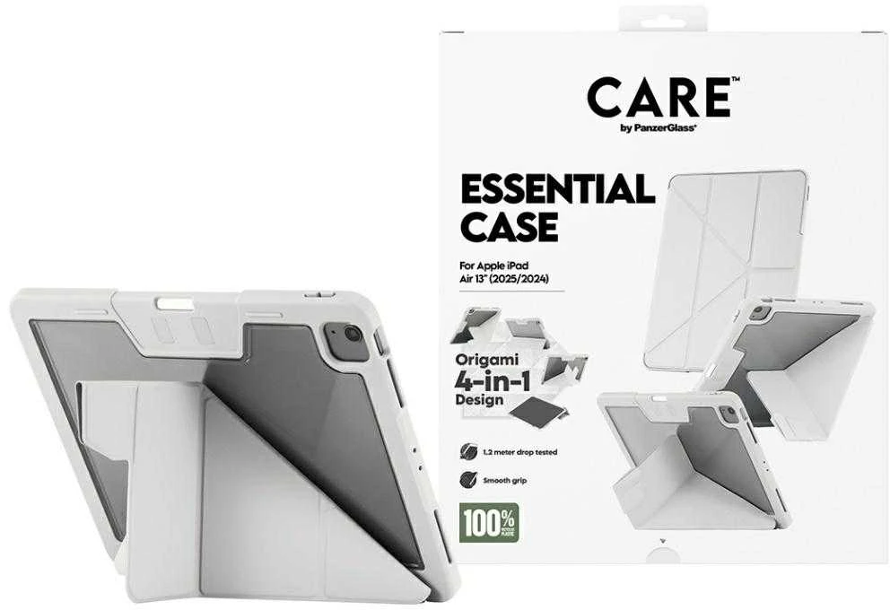 „Panzer Glass Care by PanzerGlass“ Y formos sulankstomas dėklas, skirtas „iPad Air 13“ (2024 / 2025) – šviesiai pilkos spalvos