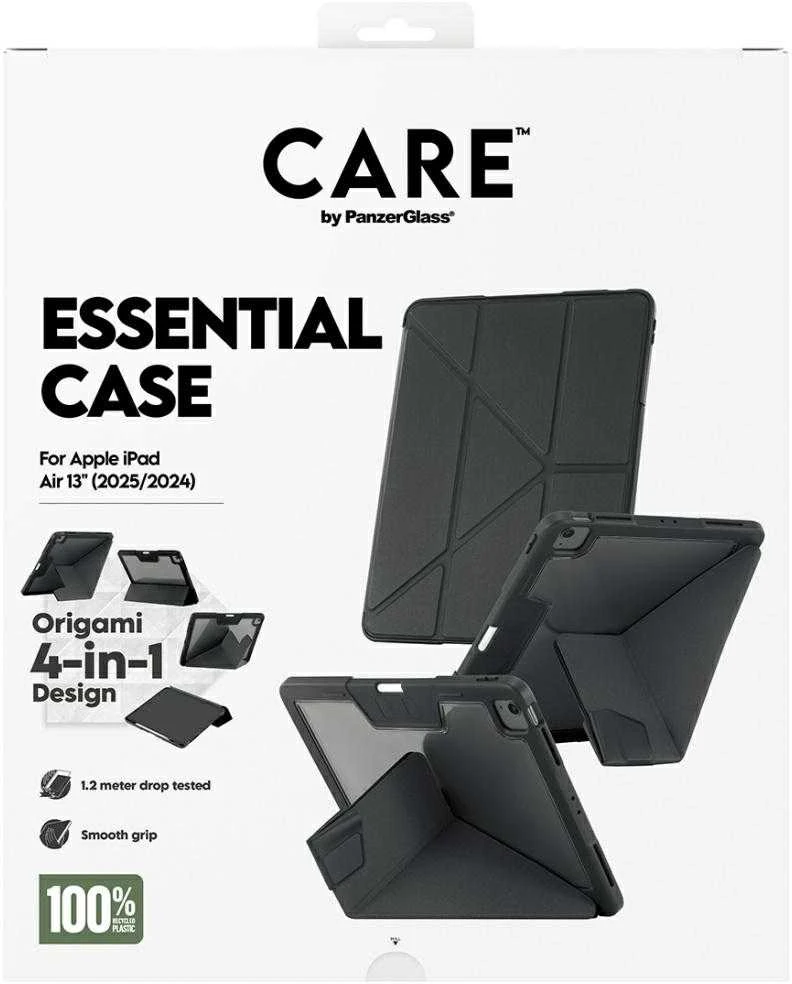 „Panzer Glass Care by PanzerGlass“ Y formos sulankstomas dėklas, skirtas „iPad Air 13“ (2024 / 2025) - juodas