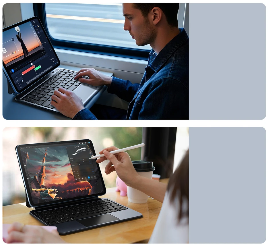 Dėklas su klaviatūra Dux Ducis (MK series), skirtas iPad 10″ (2022) / iPad 11″ (2025) – juodos spalvos