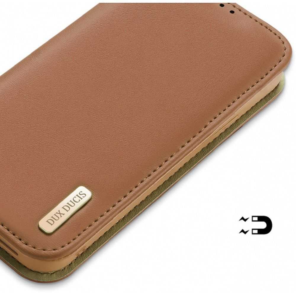 Dux Ducis LEADER LEADER piniginės dėklas HIVO, skirtas IPHONE 15 Pro ruda