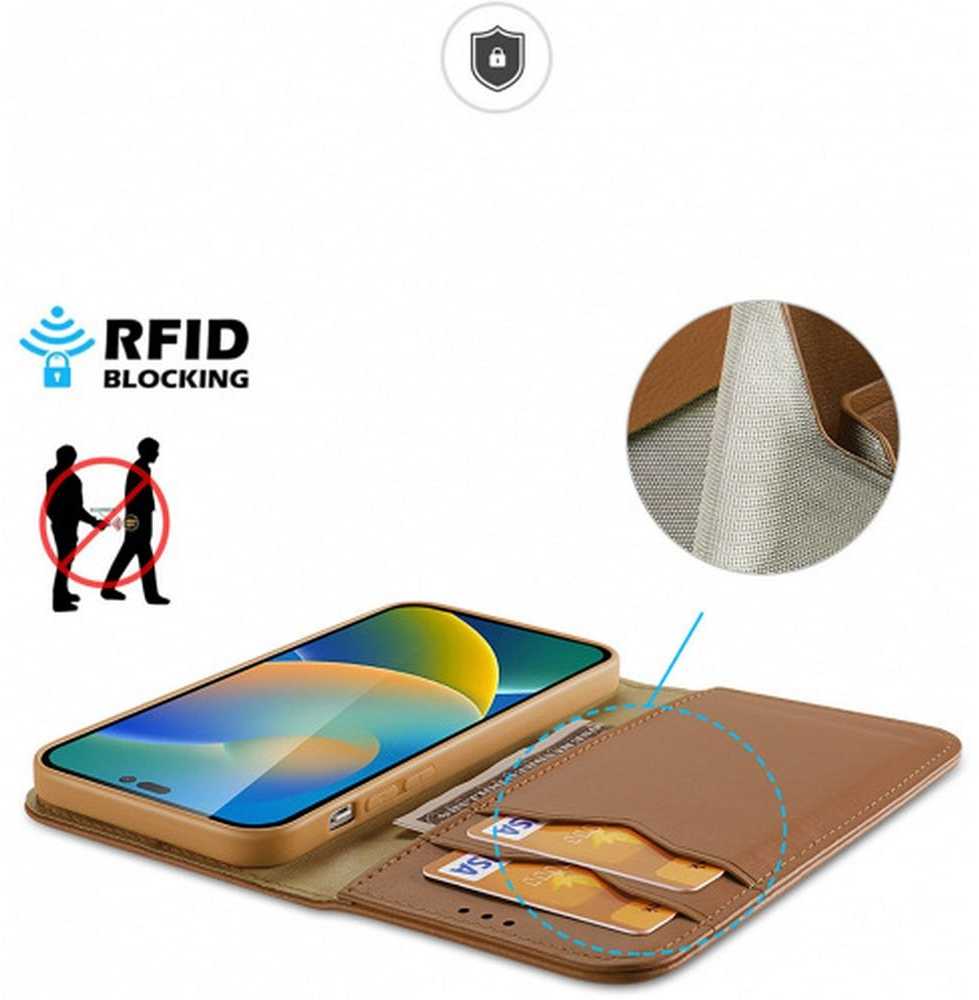 Dux Ducis LEADER LEADER piniginės dėklas HIVO, skirtas IPHONE 15 Pro ruda