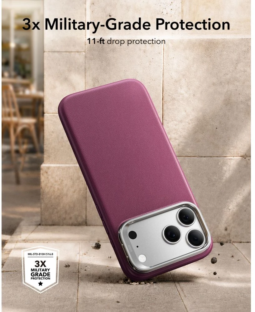 Dėklas ESR Atelier Kickstand MagSafe Case for iPhone 18 Pro / 17 Pro - burgundy