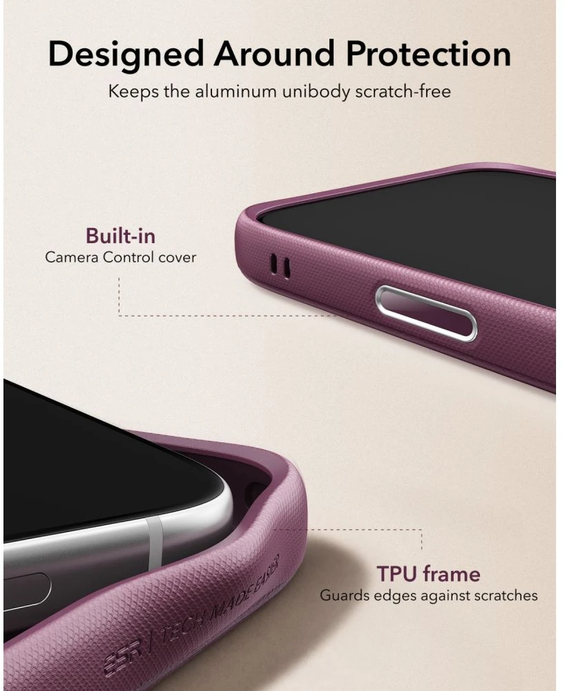 Dėklas ESR Atelier Kickstand MagSafe Case for iPhone 18 Pro / 17 Pro - burgundy