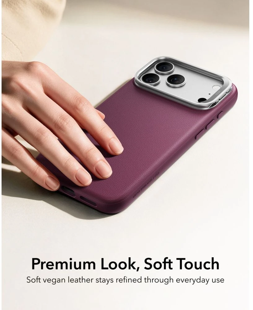 Dėklas ESR Atelier Kickstand MagSafe Case for iPhone 18 Pro / 17 Pro - burgundy