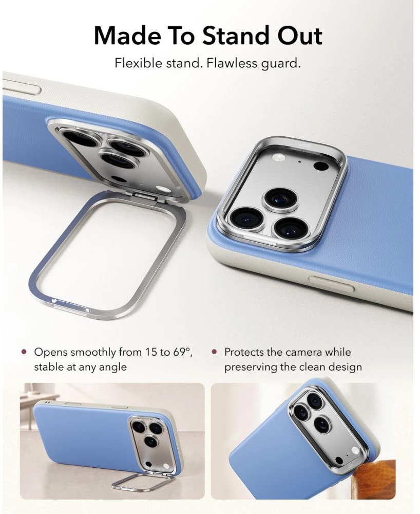 Dėklas ESR Atelier Kickstand MagSafe Case for iPhone 18 Pro / 17 Pro - Light Mėlyna