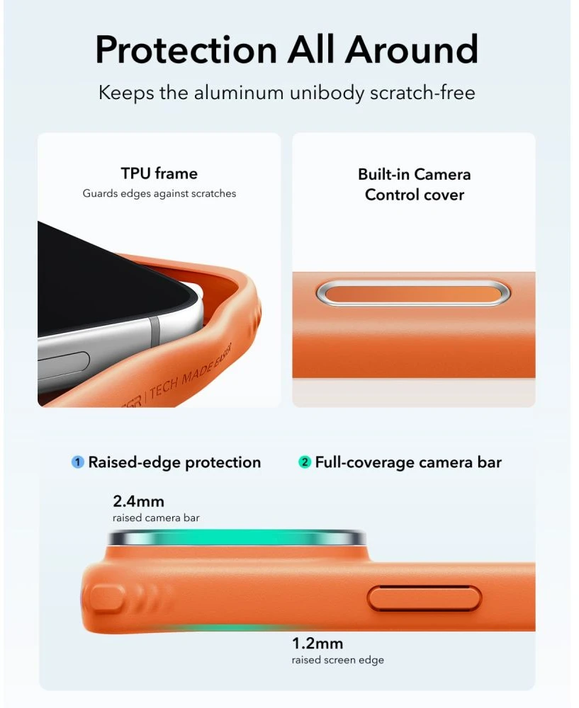 ESR Classic Hybrid su atlenkiama kojelė ir MagSafe dėklas iPhone 18 Pro / 17 Pro – matinis oranžinis