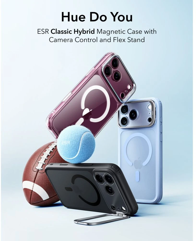 Dėklas ESR Classic Hybrid Kickstand MagSafe Case for iPhone 18 Pro / 17 Pro - Juodas