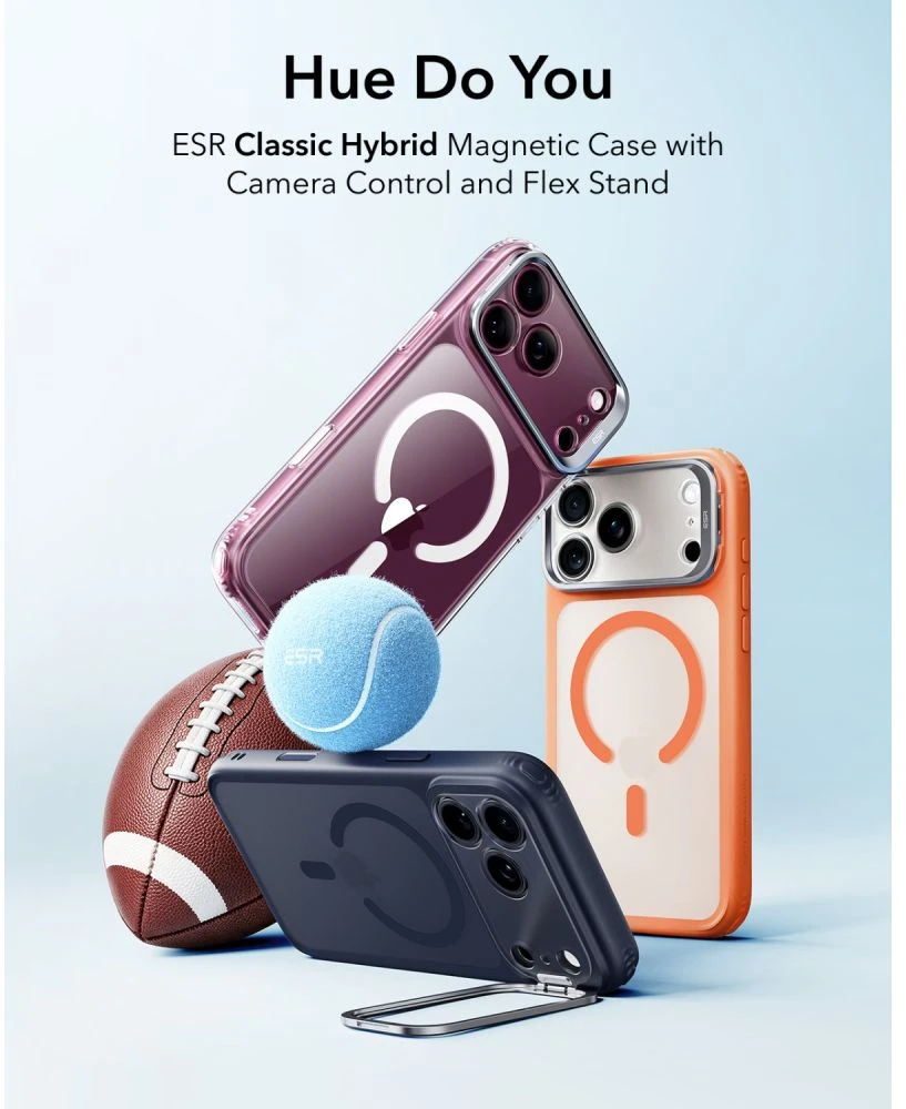 ESR Classic Hybrid su atlenkiama kojelė ir MagSafe dėklas iPhone 18 Pro / 17 Pro – matinis oranžinis