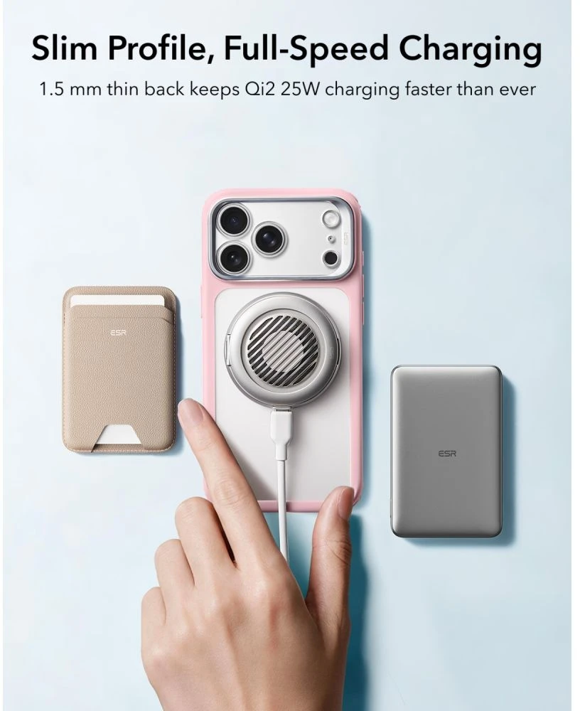 ESR Classic Hybrid su atlenkiama kojelė MagSafe dėklas iPhone 18 Pro / 17 Pro – matinė rožinė