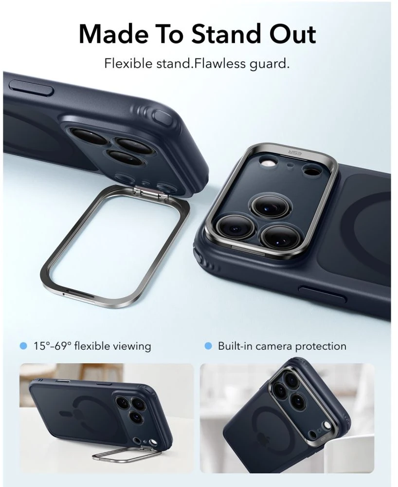 Dėklas ESR Classic Hybrid Kickstand MagSafe Case for iPhone 18 Pro Max / 17 Pro Max - Matte Navy Mėlyna