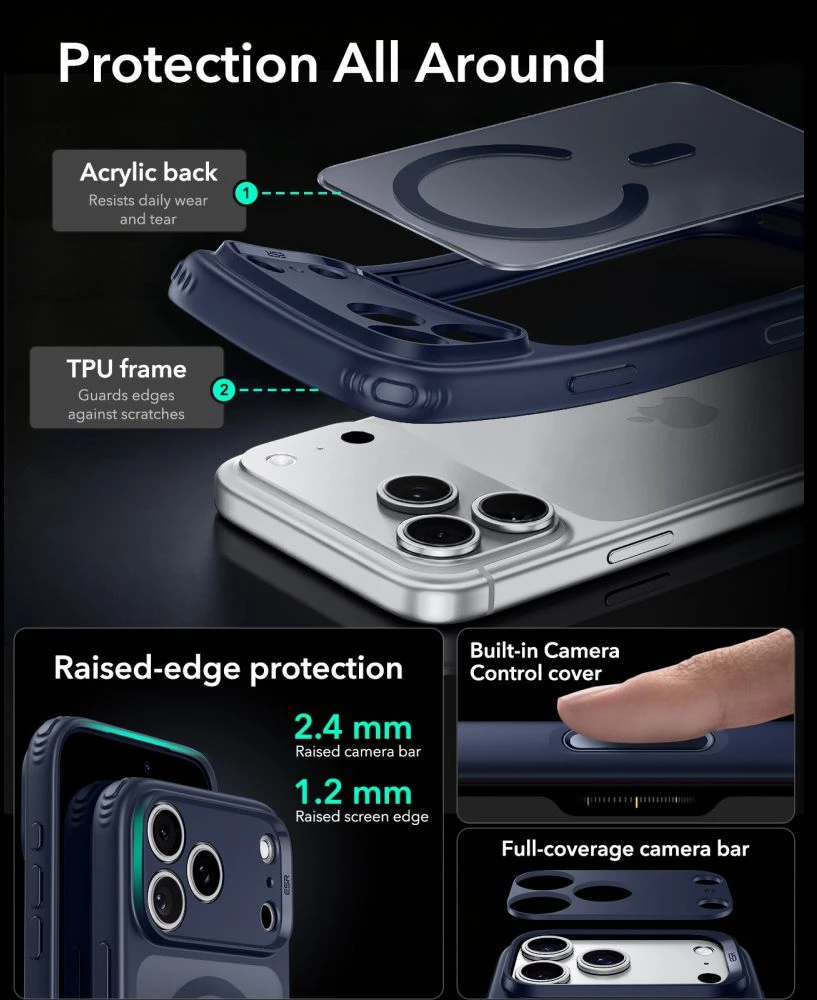 Dėklas ESR CLASSIC HYBRID MagSafe iPhone 17 Pro Max / 18 Pro Max MATINĖ MĖLYNA