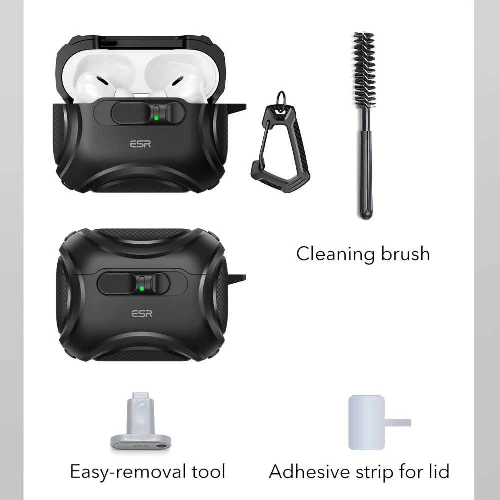 ESR Cyber ​​​​FlickLock MagSafe dėklas, skirtas AirPods Pro 3 - Juodas