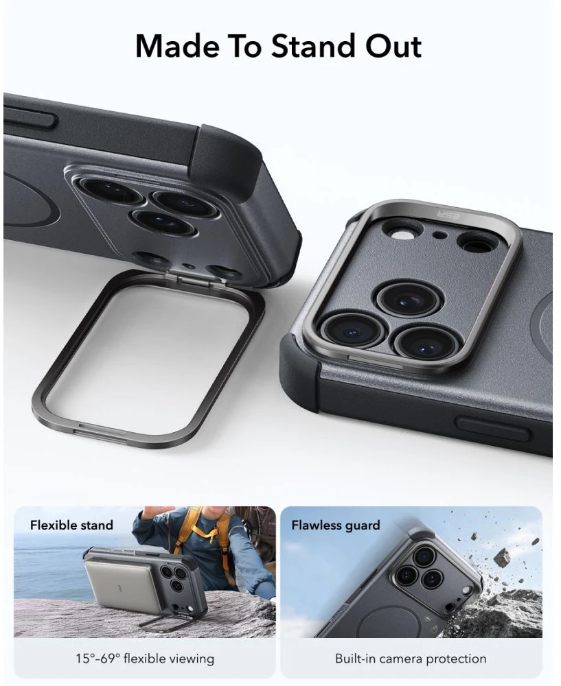 Dėklas ESR Cyber ​​Tough Kickstand MagSafe Case for iPhone 18 Pro Max / 17 Pro Max - Gray