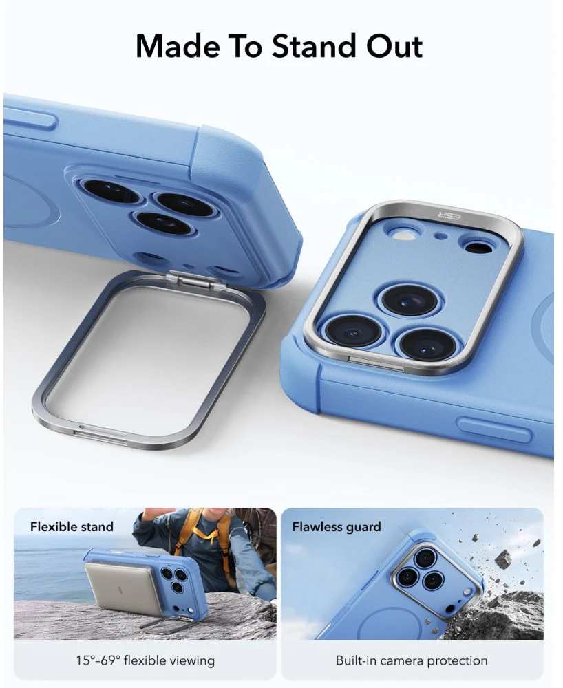 Dėklas ESR Cyber ​​Tough Kickstand MagSafe Case for iPhone 18 Pro / 17 Pro - Light Mėlyna