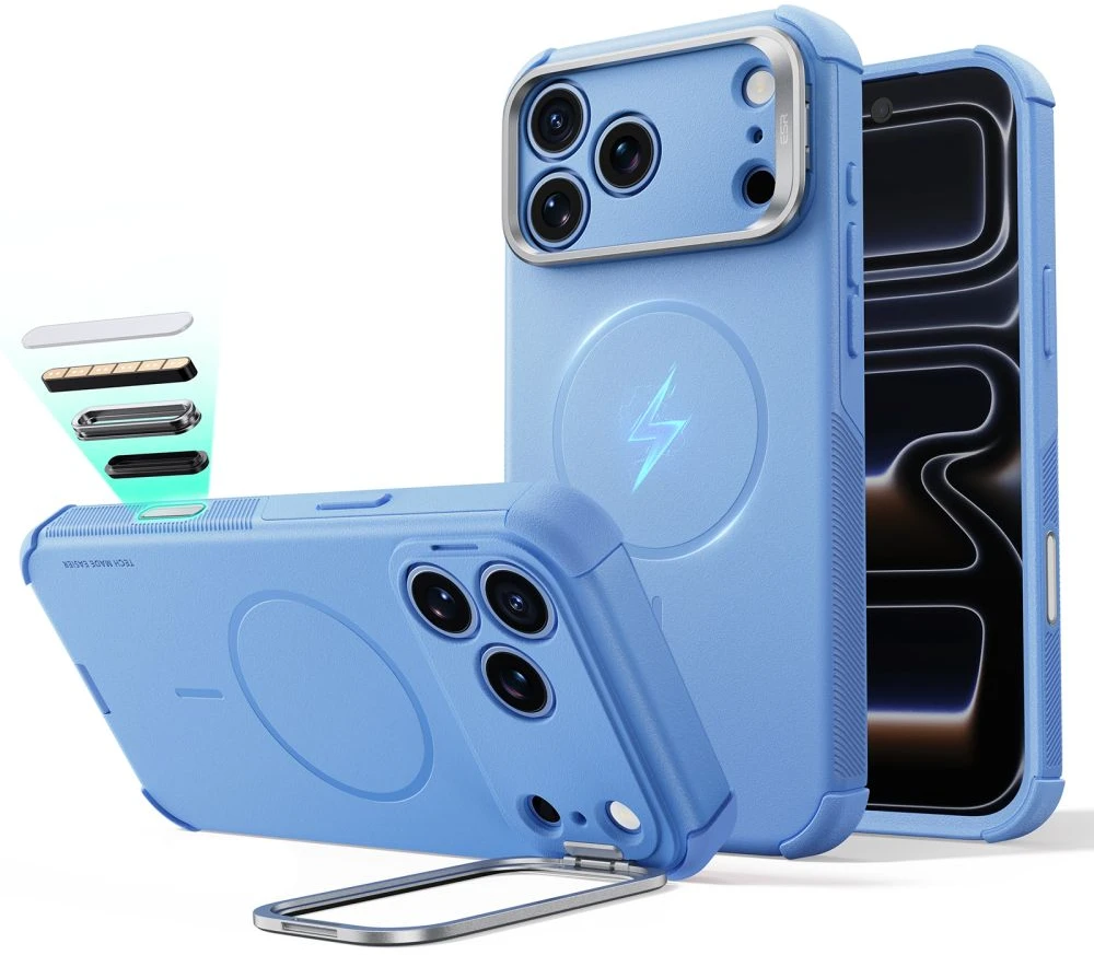 Dėklas ESR Cyber ​​Tough Kickstand MagSafe Case for iPhone 18 Pro / 17 Pro - Light Mėlyna