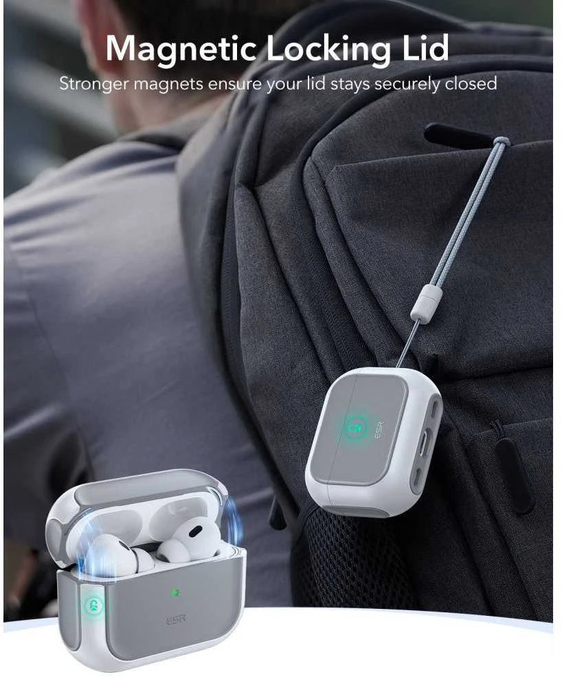ESR Orbit HaloLock MagSafe dėklas, skirtas AirPods Pro 3 - baltas