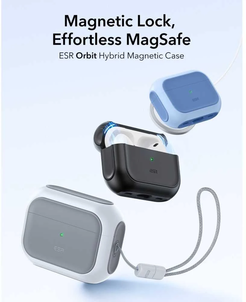 ESR Orbit HaloLock MagSafe dėklas, skirtas AirPods Pro 3 - baltas