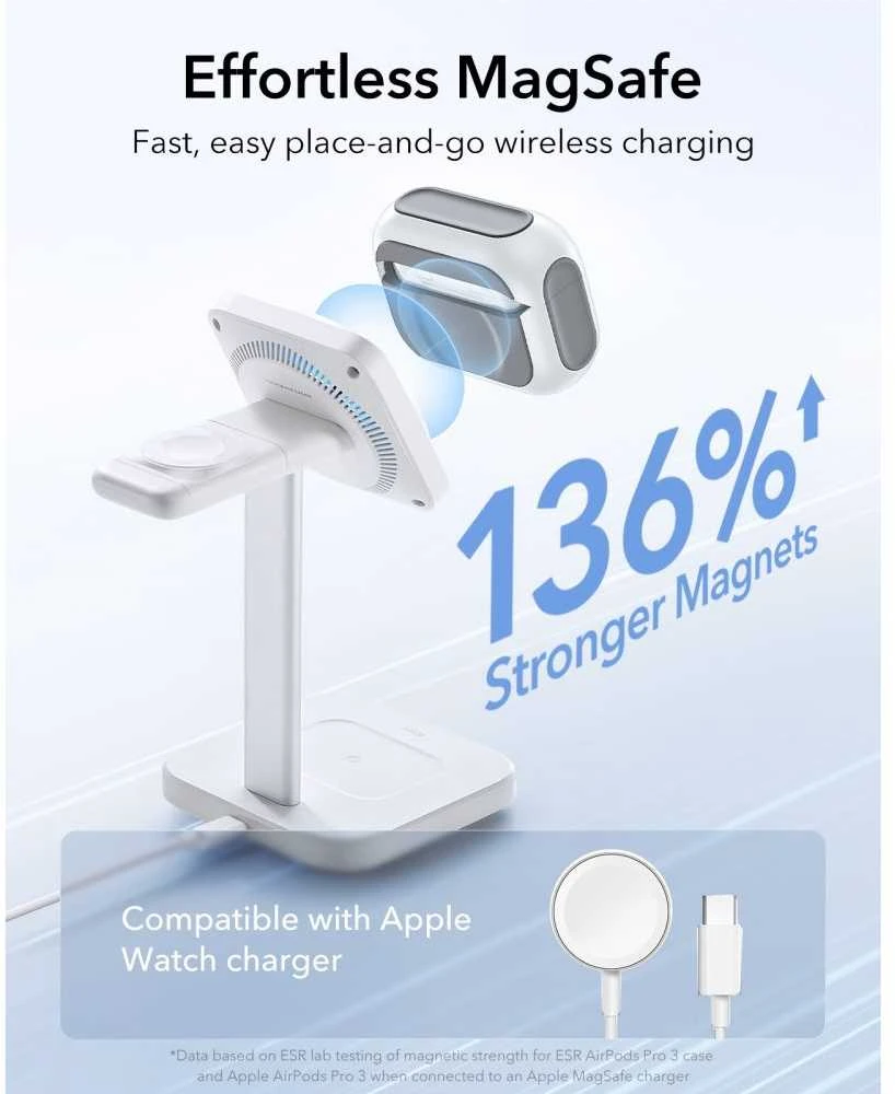 ESR Orbit HaloLock MagSafe dėklas, skirtas AirPods Pro 3 - baltas