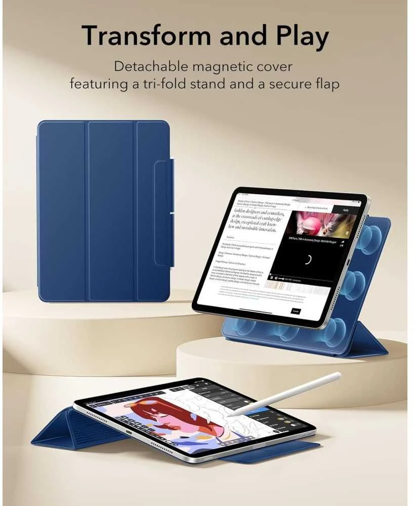 ESR „Rebound“ magnetinis dėklas, skirtas „iPad Air 10.9“ (2020/2022) / 11“ (2024/2025/2026) – tamsiai mėlynas Mėlyna
