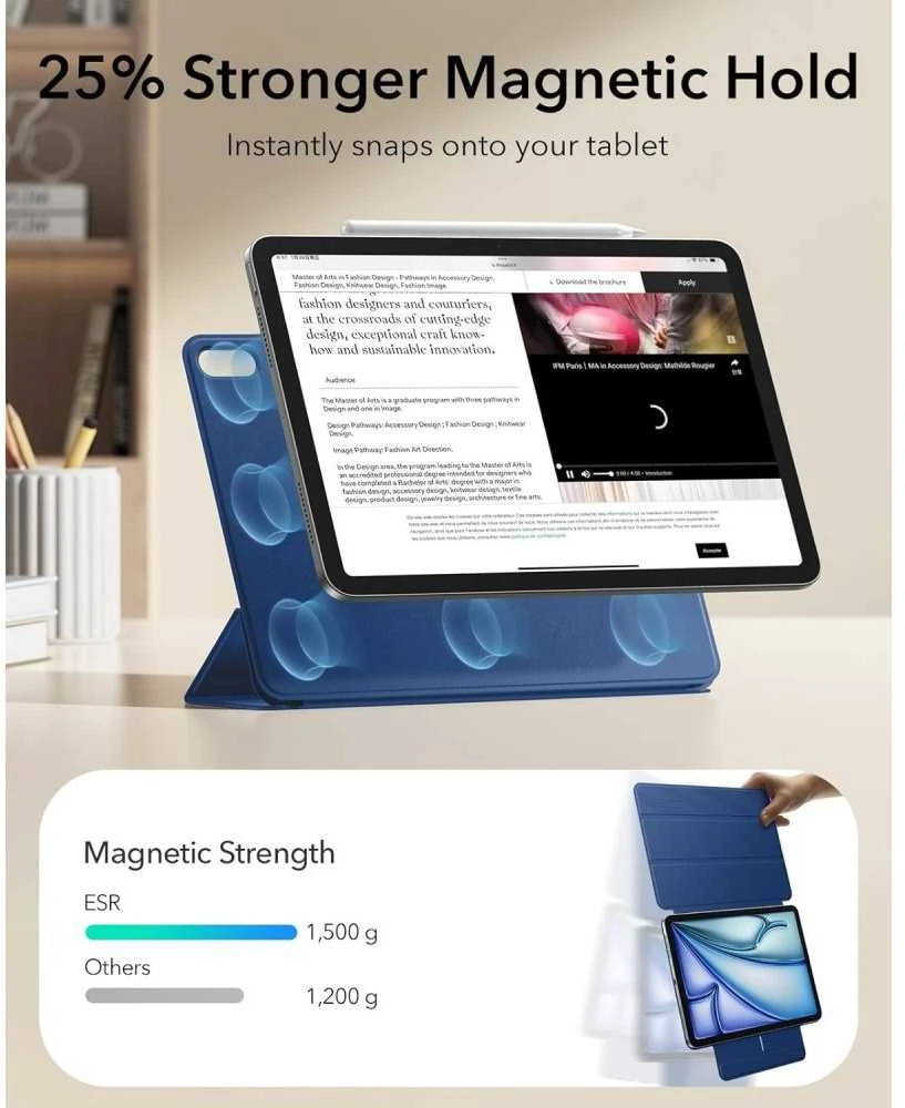 ESR „Rebound“ magnetinis dėklas, skirtas „iPad Air 10.9“ (2020/2022) / 11“ (2024/2025/2026) – tamsiai mėlynas Mėlyna
