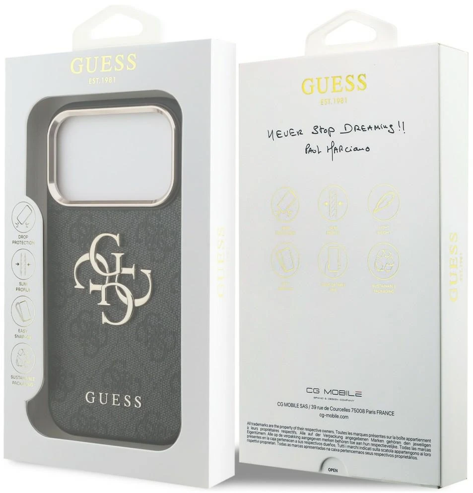 Dėklas Guess 4G Big 4G Classic Logo Case for iPhone 17 Pro / 18 Pro - Juodas and Gold