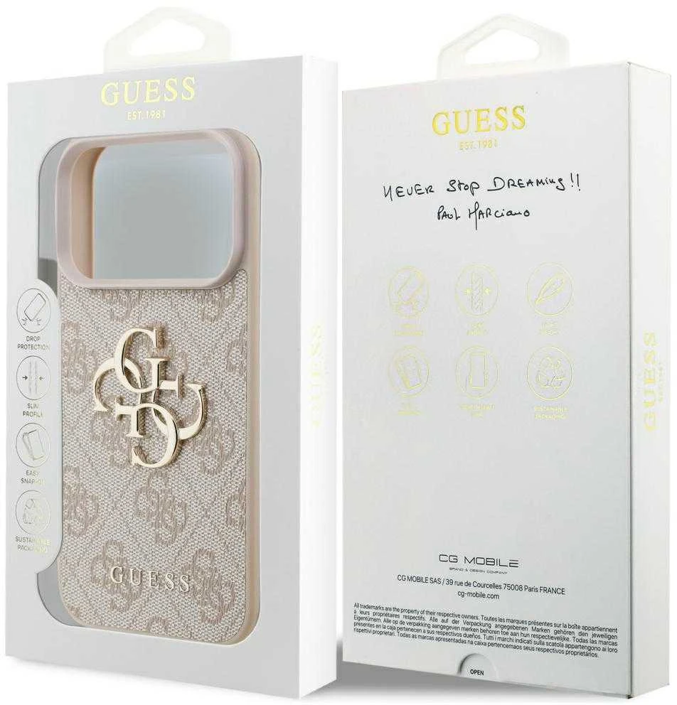 Dėklas Guess 4G Big Logo skirtas Apple iPhone 17 Pro rožinės spalvos