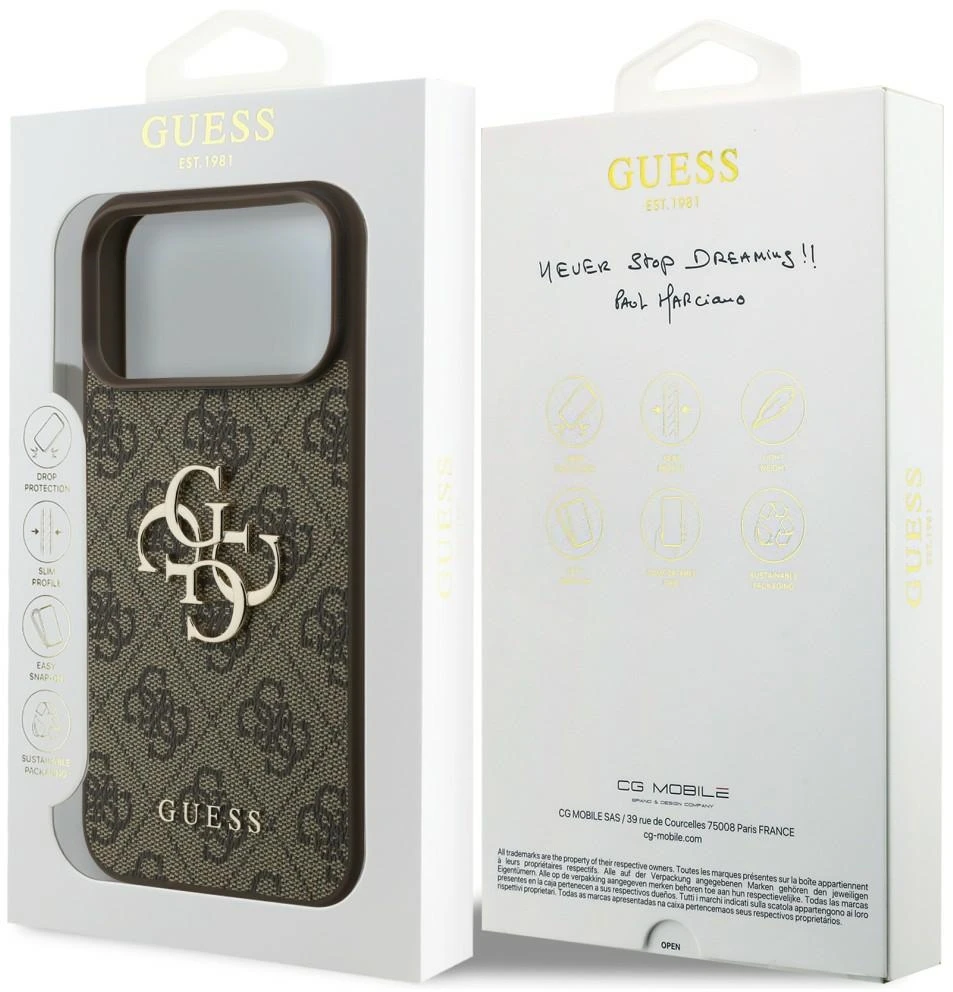 Dėklas Guess 4G Big Logo, skirtas iPhone 18 Pro / iPhone 17 Pro Max, ruda