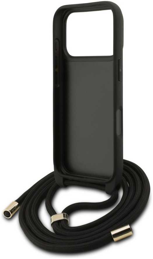 Dėklas Guess 4G Big Logo Cord Stap Crossbody skirtas Apple iPhone 17 Pro juodos spalvos