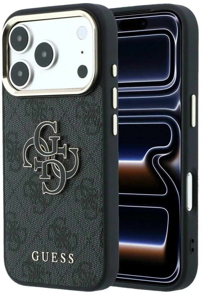 Dėklas Guess 4G & Big Resin Logo skirtas iPhone 18 Pro / iPhone 17 Pro juodas