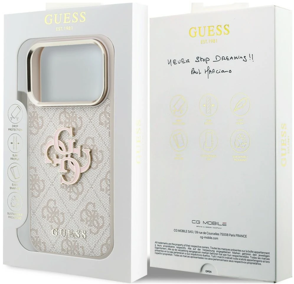 Dėklas Guess 4G & Big Resin Logo skirtas iPhone 18 Pro pink