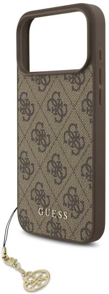 Guess 4G Charm dėklas skirtas Apple iPhone 17 Pro Max Tone on Tone rudos spalvos