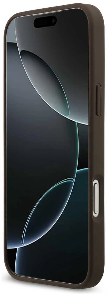 Original dėklas GUESS 4G Circle Classic Logo MagSafe skirtas Apple iPhone 17 Pro Max rudos spalvos