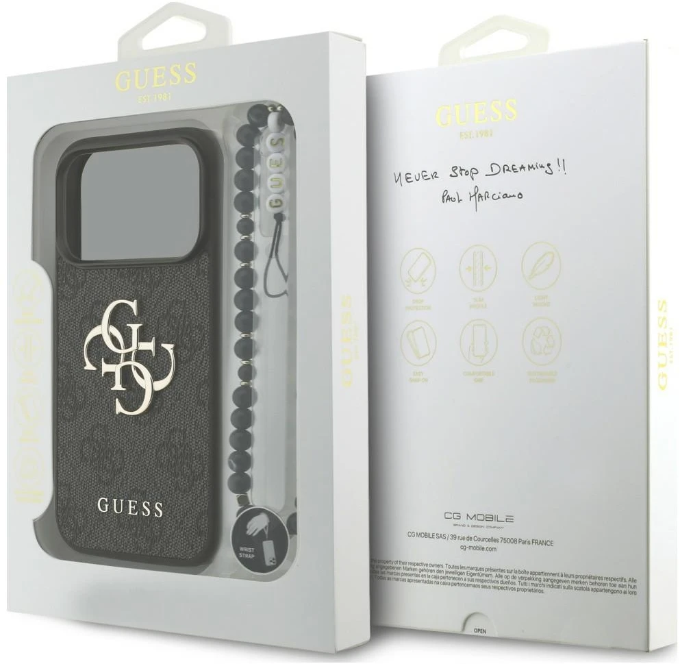 Dėklas Guess 4G Strap 4G Classic Logo Case for iPhone 18 Pro / 17 Pro - Juodas