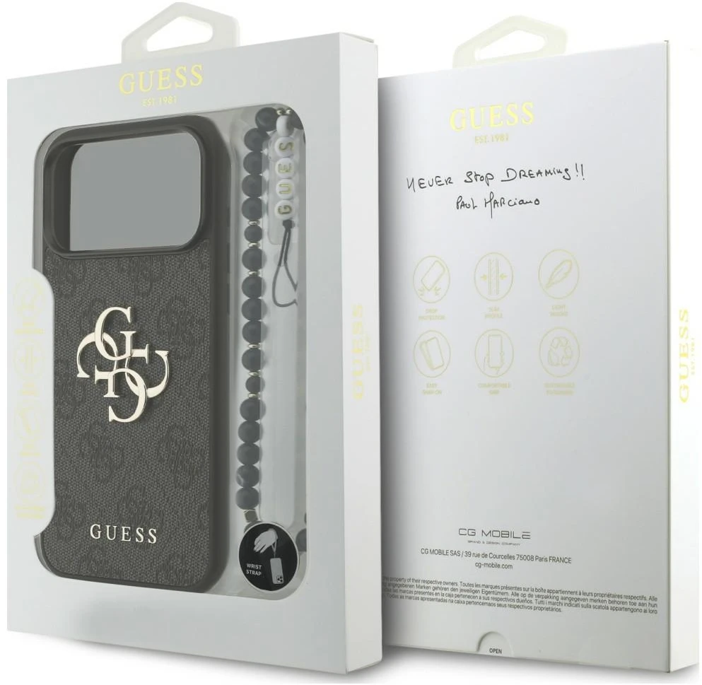 Dėklas Guess 4G Strap 4G Classic Logo Case for iPhone 18 Pro Max / 17 Pro Max - Juodas