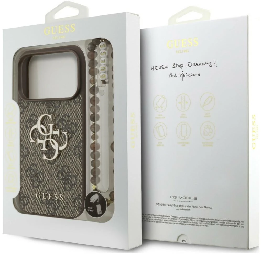 Dėklas Guess 4G Strap 4G Classic Logo Case for iPhone 18 Pro / 17 Pro - Brown