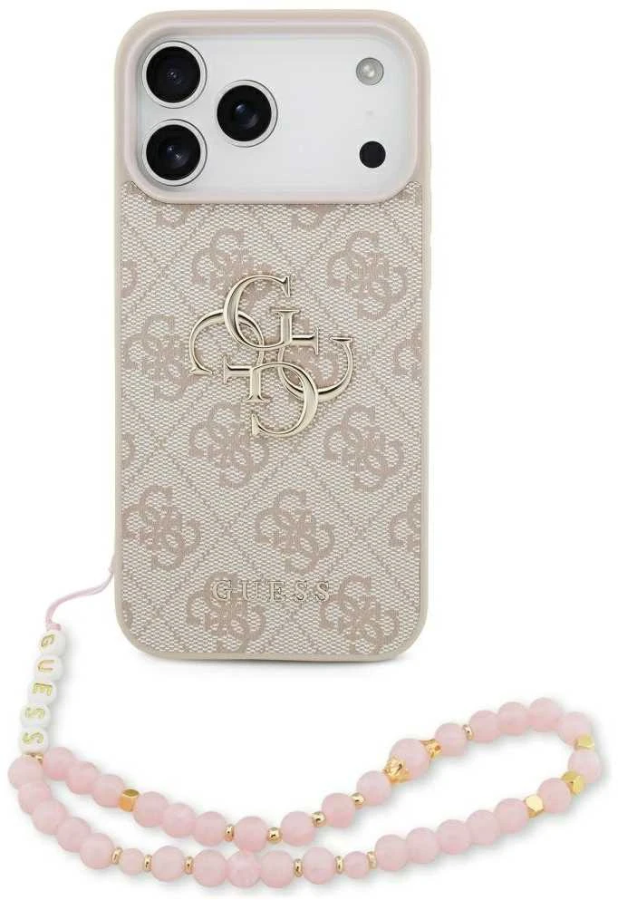 Guess 4G Strap 4G Classic Logo dėklas skirtas Apple iPhone 17 Pro Max rožinės spalvos